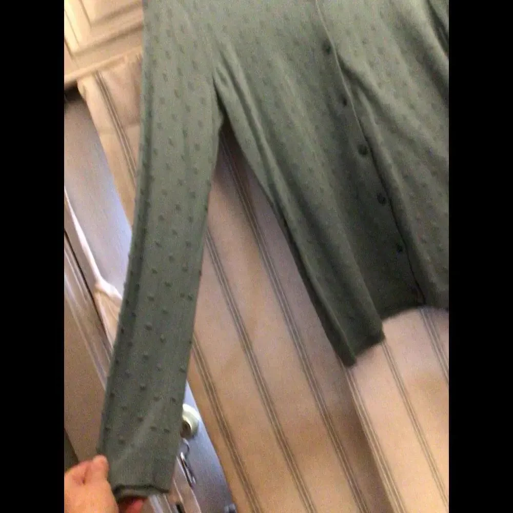 Coldwater Creek Green Swiss Dot Lightweight  Cardigan Size M - Picture 4 of 8